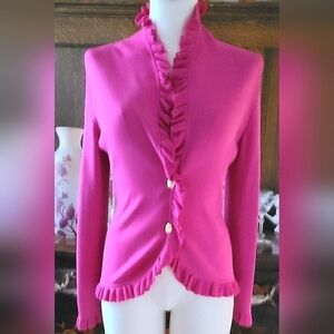 BCBG MaxAzria Fuchsia Top W/ Gold Ferragamo Buttons